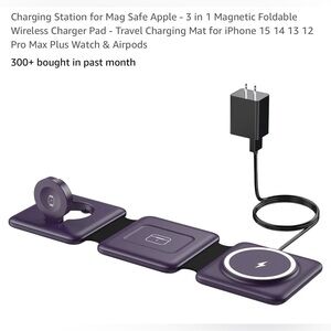Charging Station for Mag Safe Apple - 3 in 1 Magnetic Foldable Wireless Charger